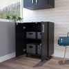 Tuhome Storage Cabinet, Casters, Double Door, Two Interior Shelves, Black BBN6773